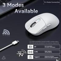 Ultraľahká herná myš ATTACK SHARK X3 49g, senzor PixArt PAW3395, bezdrôtové BT/2.4G a káblové pripojenie, 26000 DPI, 200 hodín výdrž batérie, biela 4
