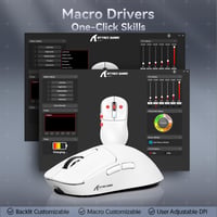 Ultraľahká herná myš ATTACK SHARK X3 49g, senzor PixArt PAW3395, bezdrôtové BT/2.4G a káblové pripojenie, 26000 DPI, 200 hodín výdrž batérie, biela 9