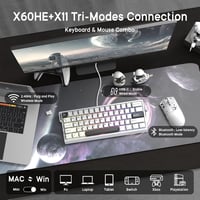 ATTACK SHARK x MAMBASNAKE X60HE mágneses billentyűzet + X11 gaming egér szett, BT/2.4G/USB-C - fehér 5