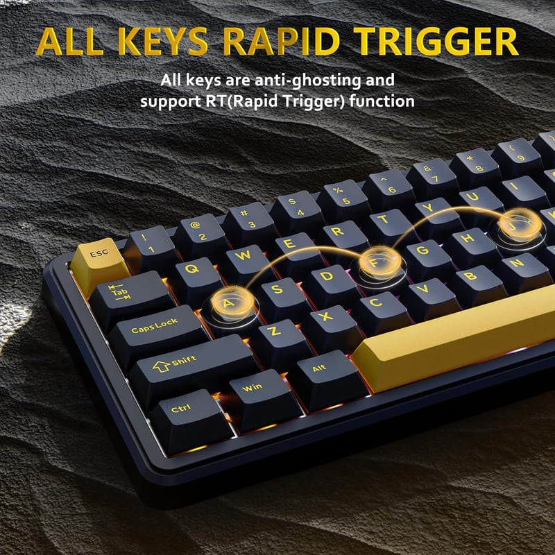 ATTACK SHARK X65 HE Mágneses Kapcsolós Gamer Billentyűzet, 65% Kompakt, 8000 Hz Mintavételezés, 0.01 mm RT Precizitás, PBT Billentyűk, RGB H