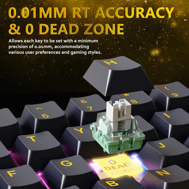 ATTACK SHARK X65 HE Mágneses Kapcsolós Gamer Billentyűzet, 65% Kompakt, 8000 Hz Mintavételezés, 0.01 mm RT Precizitás, PBT Billentyűk, RGB H