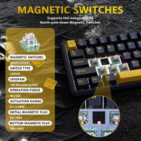 ATTACK SHARK X65 HE Mágneses Kapcsolós Gamer Billentyűzet, 65% Kompakt, 8000 Hz Mintavételezés, 0.01 mm RT Precizitás, PBT Billentyűk, RGB H 6