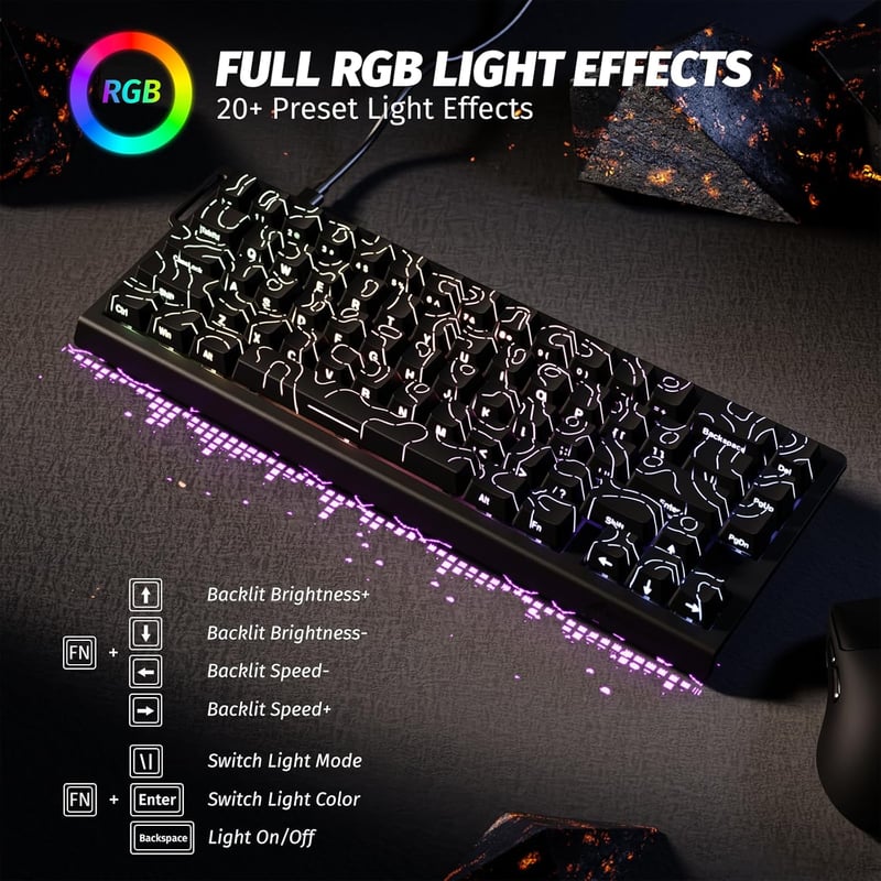 ATTACK SHARK X68 HE 8000Hz Gyors Mechanikus Gamer Billentyűzet, 0.01mm Pontosság, RGB Háttérvilágítás, Mágneses Kapcsolók, 60% Kompakt, PC/M
