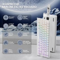 ATTACK SHARK X68PRO HE Vezeték Nélküli Gamer Billentyűzet, 0.01mm Gyors Ravasz, Mágneses Kapcsoló, 8000Hz, RGB, Win/Mac - Fehér 2