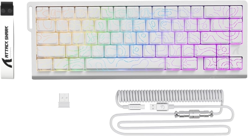 ATTACK SHARK X68PRO HE Vezeték Nélküli Gamer Billentyűzet, 0.01mm Gyors Ravasz, Mágneses Kapcsoló, 8000Hz, RGB, Win/Mac - Fehér