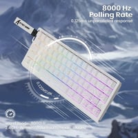ATTACK SHARK X68PRO HE Vezeték Nélküli Gamer Billentyűzet, 0.01mm Gyors Ravasz, Mágneses Kapcsoló, 8000Hz, RGB, Win/Mac - Fehér 6