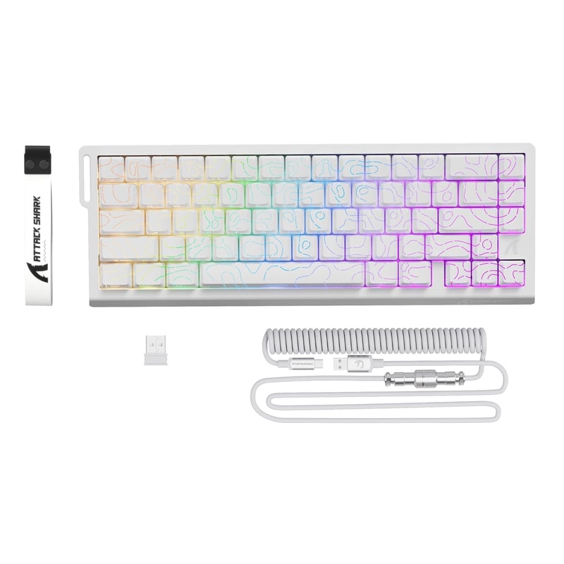 ATTACK SHARK X68PRO HE Bežična Gaming Tipkovnica, 0.01mm Brzi Odziv, Magnetski Prekidači, 8000Hz, RGB, Win/Mac - Bijela