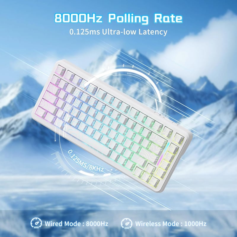 ATTACK SHARK X82PRO HE 75% Vezeték Nélküli Gaming Billentyűzet, Hall-Effekt Mágneses Kapcsolók, 0,01mm Állítható Érzékenység, 8kHz Válaszidő