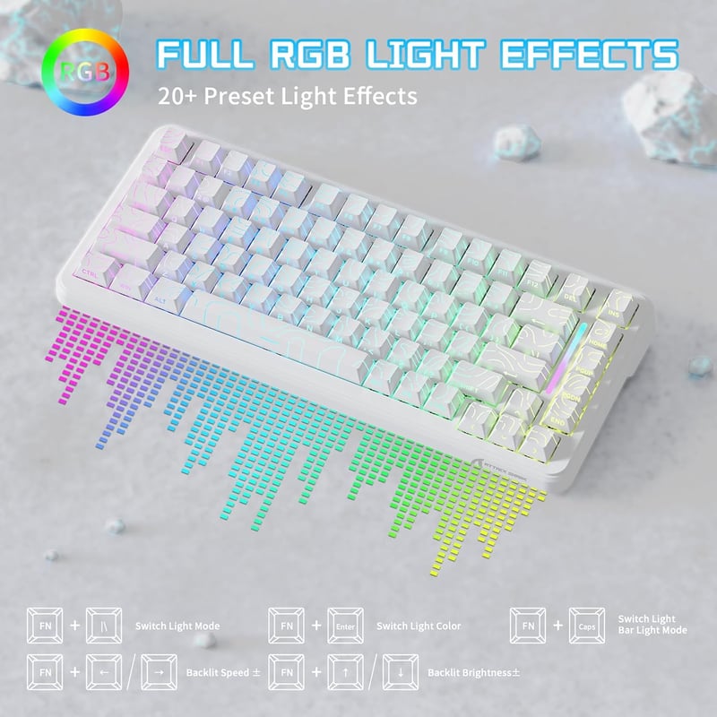 ATTACK SHARK X82PRO HE 75% Vezeték Nélküli Gaming Billentyűzet, Hall-Effekt Mágneses Kapcsolók, 0,01mm Állítható Érzékenység, 8kHz Válaszidő