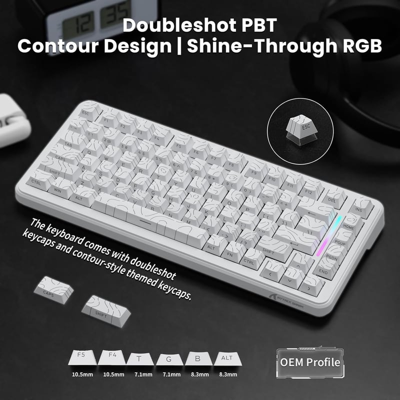 ATTACK SHARK X82PRO HE 75% Vezeték Nélküli Gaming Billentyűzet, Hall-Effekt Mágneses Kapcsolók, 0,01mm Állítható Érzékenység, 8kHz Válaszidő