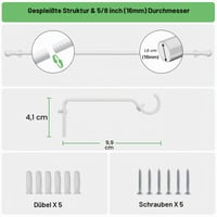 ATUHOLA matná biela garniža s konzolami, priemer 16 mm, 80-152 cm, nástenná, nastaviteľná na závesy 3