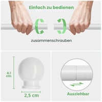 ATUHOLA matná biela garniža s konzolami, priemer 16 mm, 80-152 cm, nástenná, nastaviteľná na závesy 5