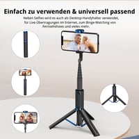 ATUMTEK 3 v 1 Bluetooth selfie tyč so statívom, výsuvná hliníková, s bezdrôtovým diaľkovým ovládaním, pre telefóny iPhone a Samsung, modrá 6