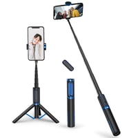 ATUMTEK 3 v 1 Bluetooth selfie tyč so statívom, výsuvná hliníková, s bezdrôtovým diaľkovým ovládaním, pre telefóny iPhone a Samsung, modrá 1