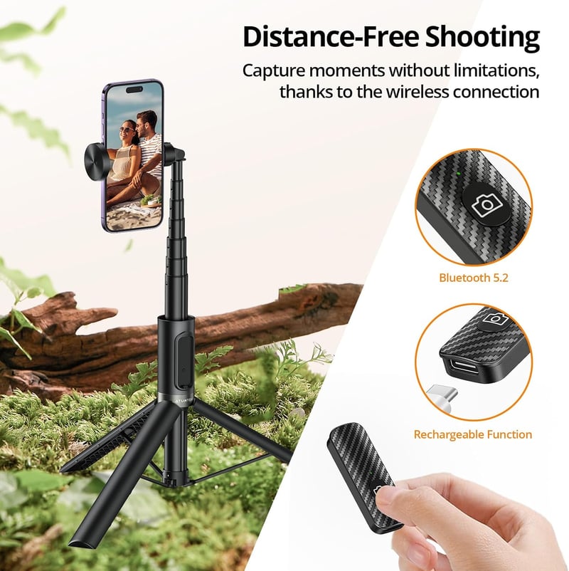 ATUMTEK 55 hüvelykes Selfie Stick Tripod Bluetooth távirányítóval