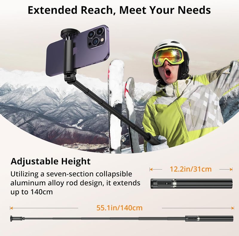 ATUMTEK 55 hüvelykes Selfie Stick Tripod Bluetooth távirányítóval