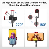 ATUMTEK 3 v 1 hliníkový selfie statív s Bluetooth diaľkovým ovládaním pre telefóny iPhone a Samsung, červený 2