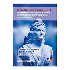 AUA SIGNALETIQUE Marianne ploča s uputama - Otkriveno lice - Samoljepljivi vinil, A4 210x300 mm