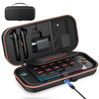 Auarte tvrdé puzdro na Nintendo Switch 2 / OLED / originálne s nabíjaním vnútri, držiakom na 22 herných kariet, priestorom na adaptér a ovládače Joy-Con, vhodné na cestovanie 1