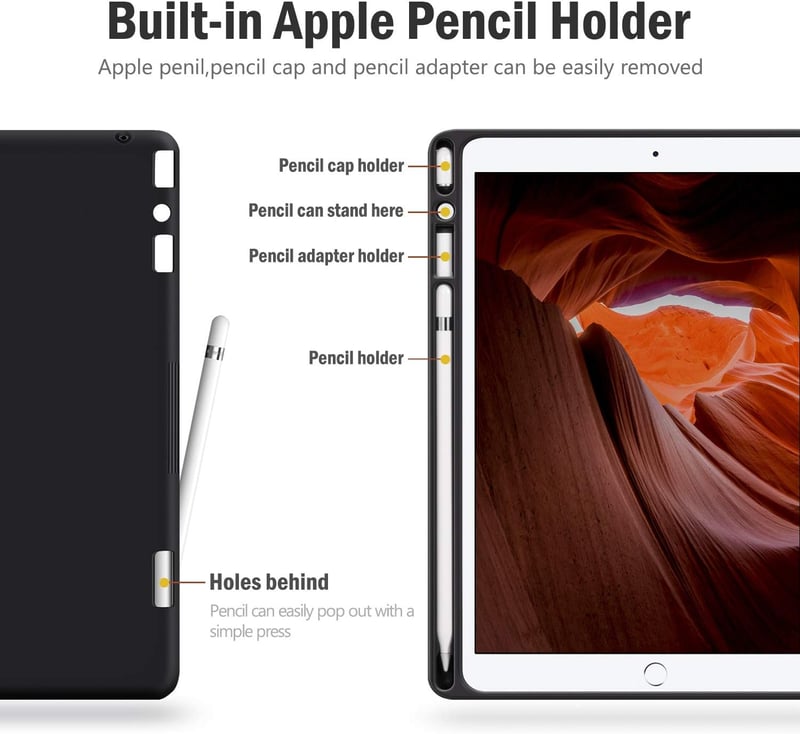 AUAUA iPad 10.2" Tok 8./7. Generációhoz (2020/2019) - Barna Műbőr Védőtok Apple Pencil Tartóval, Automatikus Alvás/Ébresztés Funkcióval