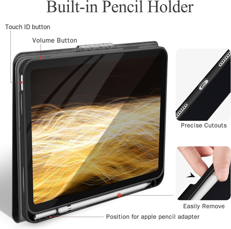 AUAUA iPad 11/10 Generációs Tok Ceruza Tartóval - Automatikus Alvás/Ébresztés Funkcióval, PU Bőr Védőtok iPad 10.9/11 Hüvelykes Tablethez (S