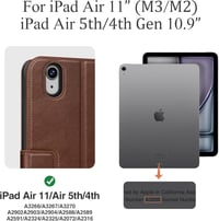 AUAUA iPad Air 11/10.9 Tok M3/M2/5/4 Generációhoz - Ceruza Tartóval, Zsebbel, Állvánnyal, Mágneses Zárral, Auto Alvás/Ébresztés Funkcióval,  5