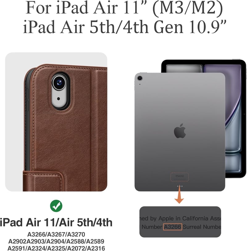 AUAUA iPad Air 11/10.9 Tok M3/M2/5/4 Generációhoz - Ceruza Tartóval, Zsebbel, Állvánnyal, Mágneses Zárral, Auto Alvás/Ébresztés Funkcióval, 