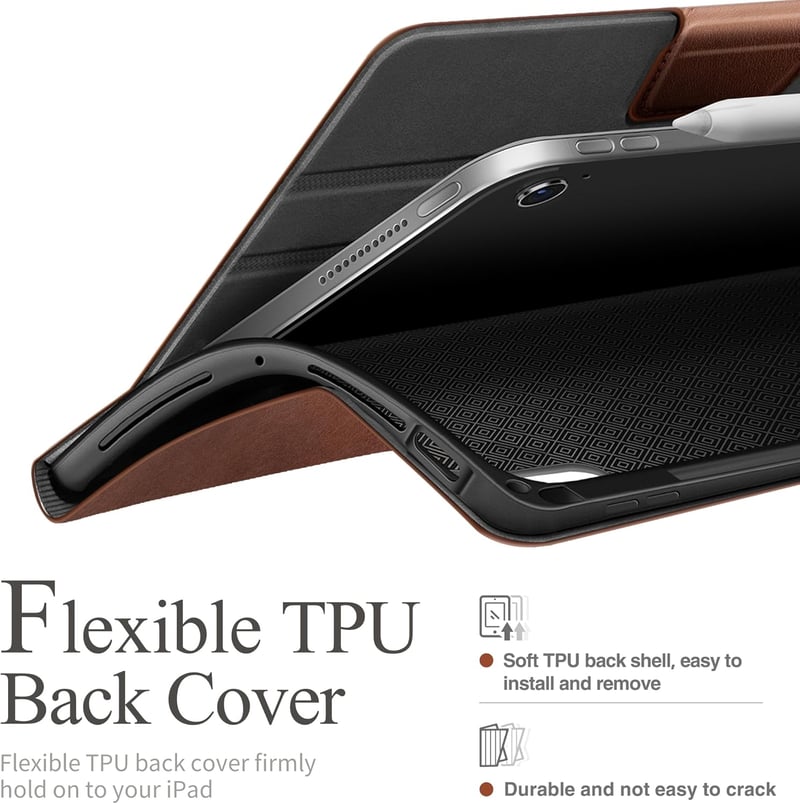 AUAUA iPad Air 11/10.9 Tok M3/M2/5/4 Generációhoz - Ceruza Tartóval, Zsebbel, Állvánnyal, Mágneses Zárral, Auto Alvás/Ébresztés Funkcióval, 