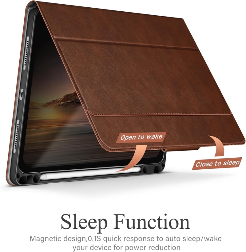 AUAUA iPad Air 11/10.9 Tok M3/M2/5/4 Generációhoz - Ceruza Tartóval, Zsebbel, Állvánnyal, Mágneses Zárral, Auto Alvás/Ébresztés Funkcióval, 