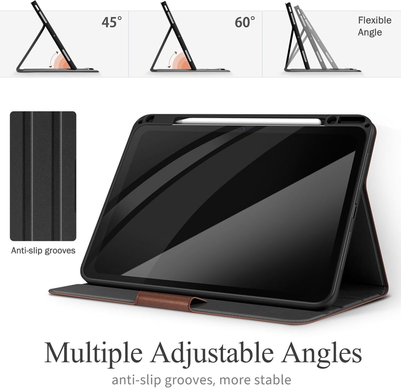 AUAUA iPad Air 11/10.9 Tok M3/M2/5/4 Generációhoz - Ceruza Tartóval, Zsebbel, Állvánnyal, Mágneses Zárral, Auto Alvás/Ébresztés Funkcióval, 