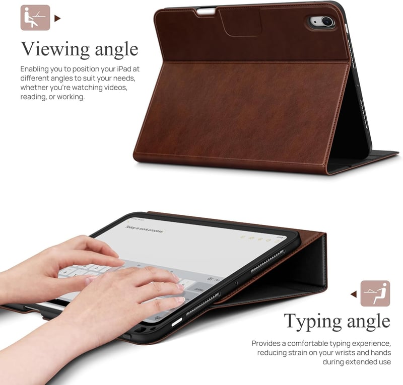 AUAUA iPad Air 11/10.9 Tok M3/M2/5/4 Generációhoz - Ceruza Tartóval, Zsebbel, Állvánnyal, Mágneses Zárral, Auto Alvás/Ébresztés Funkcióval, 
