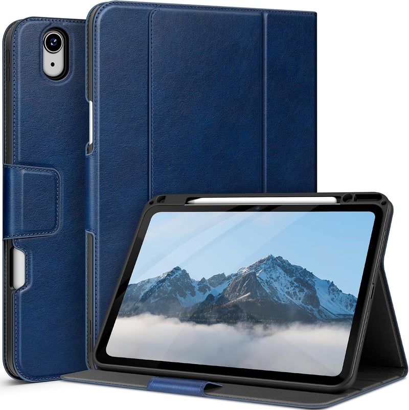 Husă AUAUA pentru iPad Air 13 inchi M3 M2 2025 2024 cu suport pentru creion, buzunar, unghiuri de vizualizare multiple, închidere magnetică, funcție auto sleep/wake, negru