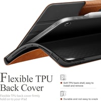 AUAUA iPad Air 13" M3/M2 Bőrtok - Barna Védőtok Ceruza Tartóval, Pencil Pro/USB-C Kompatibilis, Automatikus Alvó Funkcióval 4