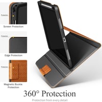 AUAUA iPad Air 13" M3/M2 Bőrtok - Barna Védőtok Ceruza Tartóval, Pencil Pro/USB-C Kompatibilis, Automatikus Alvó Funkcióval 8