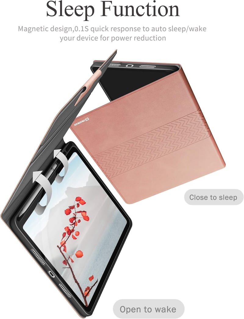 AUAUA iPad Air 3 2019/iPad Pro 10.5 Tok Apple Pencil Tartóval - PU Bőr Védőtok Automatikus Alvás/Ébresztés Funkcióval, Narancsbarna