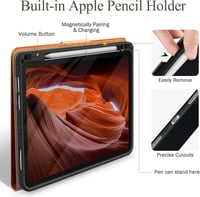 AUAUA iPad Air Tok 10.9-11" - Barna PU Bőr Védőtok Apple Pencil Tartóval, Automatikus Alvás/Ébresztés Funkcióval, M2/M3/5/4 Generációs Model 4