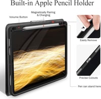 AUAUA iPad Air Tok 10.9-11" - Szürke Védőtok Apple Pencil Tartóval, Automatikus Alvás/Ébresztés Funkcióval, PU Bőr Borítás iPad Air 4/5 Gene 3