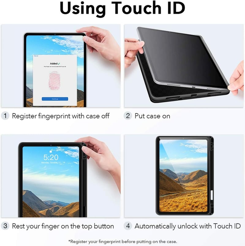 AUAUA iPad Air Tok 10.9-11" - Szürke Védőtok Apple Pencil Tartóval, Automatikus Alvás/Ébresztés Funkcióval, PU Bőr Borítás iPad Air 4/5 Gene