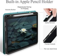 AUAUA iPad Air Tok 10.9-11" - Zöld PU Bőr Védőtok Apple Pencil Tartóval, Automatikus Alvás/Ébresztés Funkcióval, 4-5. Generációs Modellekhez 4