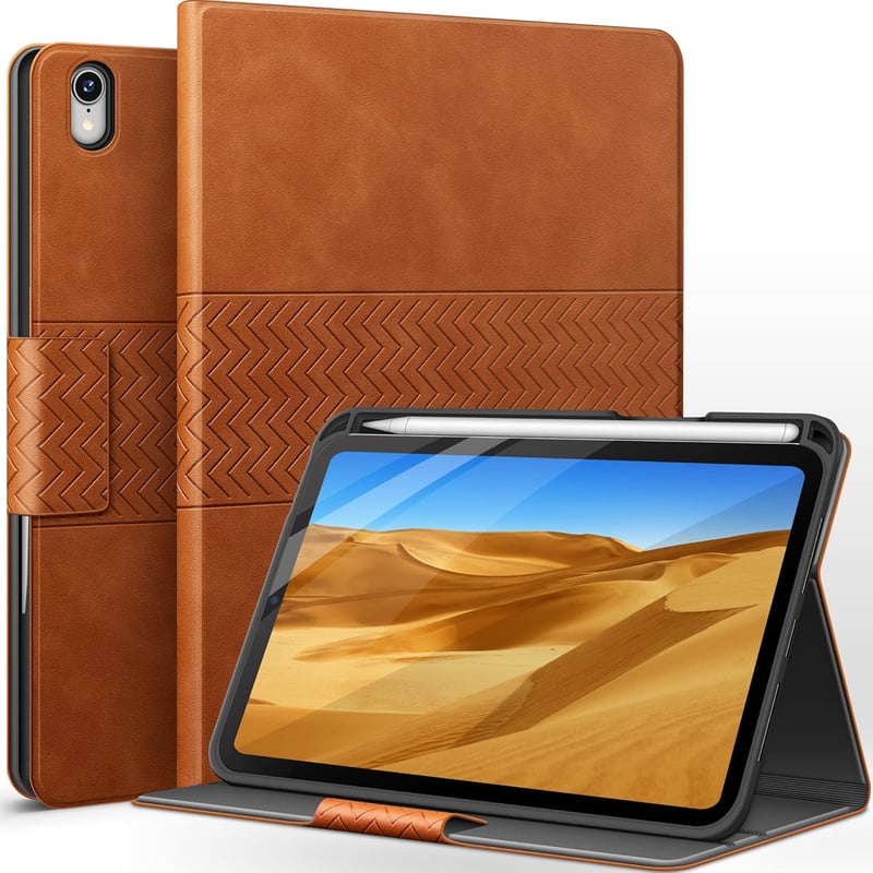 AUAUA iPad Mini 7 (2024) és Mini 6 (2021) Tok - 8,3 Hüvelykes Barna Állvány Védőtok Ceruza Tartóval, Mágneses Rögzítéssel és Automatikus Alv