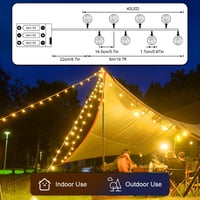 AUAUY Svetelná reťaz s krištáľovými guľami, vonkajšia, na batérie, 6 m, 40 LED, teplá biela, vodotesnosť IP65, so 6-hodinovým časovačom, na Vianoce, do spálne, na svadbu, na balkón 3