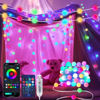 AUAUY pametni USB LED svjetlosni niz s kuglicama, 5 m, 33 LED diode, s daljinskim upravljačem i aplikacijom, dekoracija za unutarnje i vanjske prostore s promjenom boja za božićno drvce, zabave i vjenčanja 1