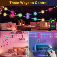 AUAUY pametni USB LED svjetlosni niz s kuglicama, 5 m, 33 LED diode, s daljinskim upravljačem i aplikacijom, dekoracija za unutarnje i vanjske prostore s promjenom boja za božićno drvce, zabave i vjenčanja 5