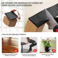 Samolepiace plstené podložky Auckpure, 3 kotúče, čierna plsť 100x10 cm, 100x5 cm, 100x2 cm, ochranné klzáky na nábytok, stoličky a stoly 3