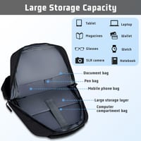 Aucuu 15,6" Batoh na notebook pre mužov a ženy, s USB nabíjacím portom, vodoodolný, biznis taška na cestovanie a do školy, čierny 4