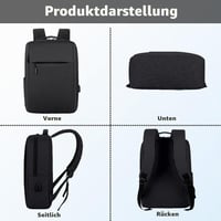 Aucuu 15,6" Batoh na notebook pre mužov a ženy, s USB nabíjacím portom, vodoodolný, biznis taška na cestovanie a do školy, čierny 3