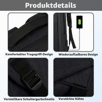 Aucuu 15,6" Batoh na notebook pre mužov a ženy, s USB nabíjacím portom, vodoodolný, biznis taška na cestovanie a do školy, čierny 5