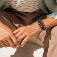 Aucuu férfi bőr karkötő mágneses zárral, fonott fekete karkötő ajándékkal 6