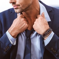 Aucuu férfi bőr karkötő mágneses zárral, fonott fekete karkötő ajándékkal 7