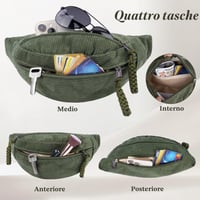 Geantă de brâu pentru bărbați Aucuu din catifea raiată, geantă sling cu baretă reglabilă, borsetă practică 4